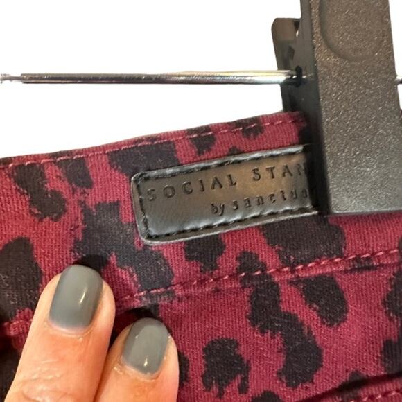 Sanctuary Dark Pink & Black Leopard Animal Print Ankle Skinny Jeans Women Sz 8 - Picture 9 of 13